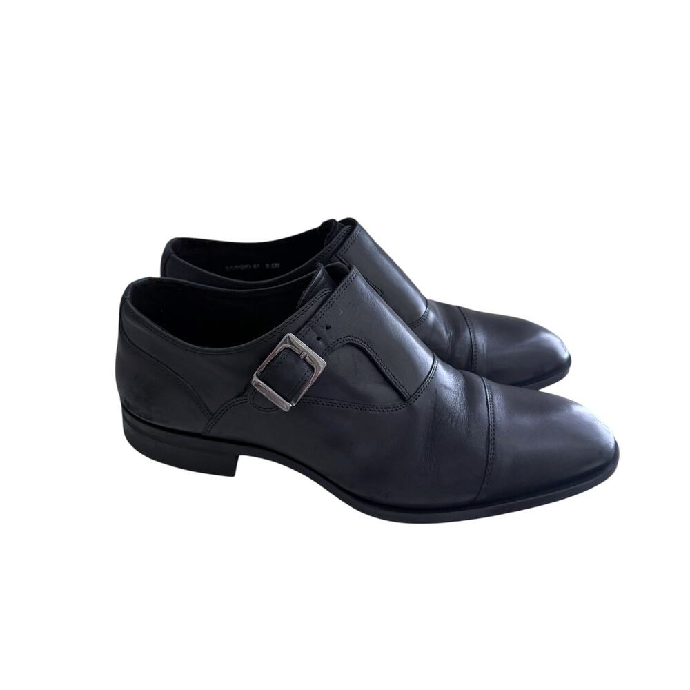 Donald J. Pliner Men's Sergio-TK Monk Strap Black Leather Loafers Shoes Size 8.5